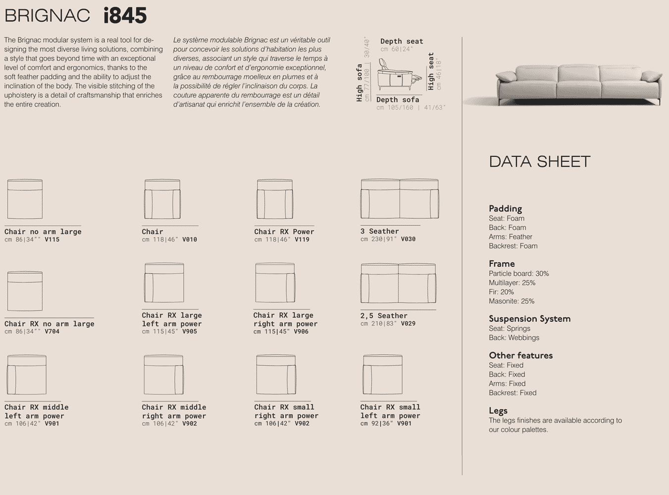 Brignac i845 Reclining Leather Sofa | Incanto - Canal Furniture