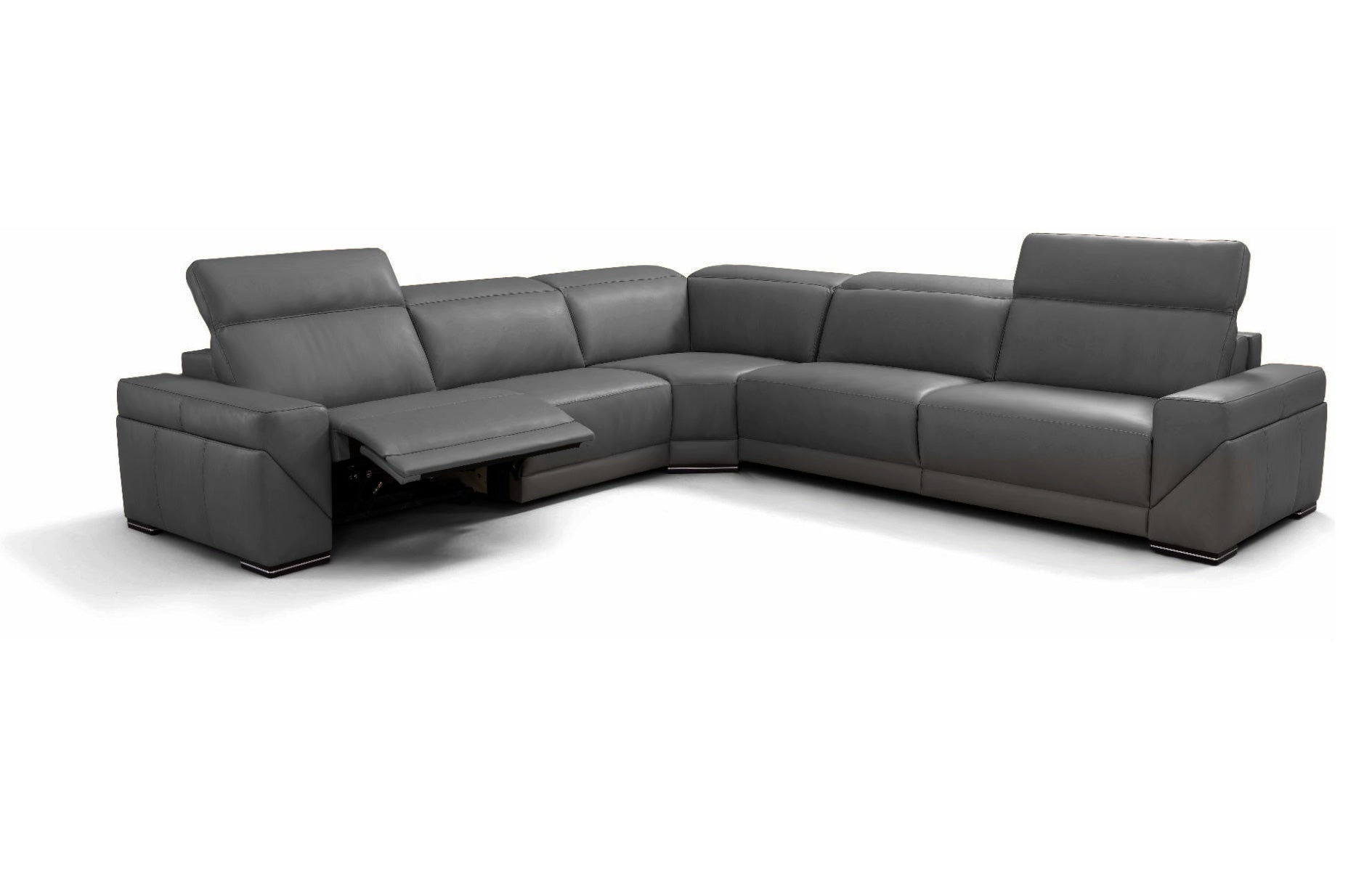 i912 Reclining Leather Sectional in Blue Grey | Incanto - Canal Furniture