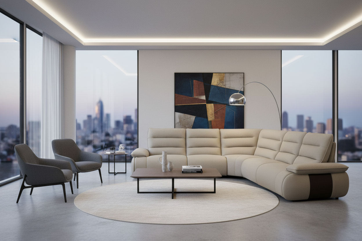 i954 Reclining Sectional in Light Grey | Incanto - Canal Furniture