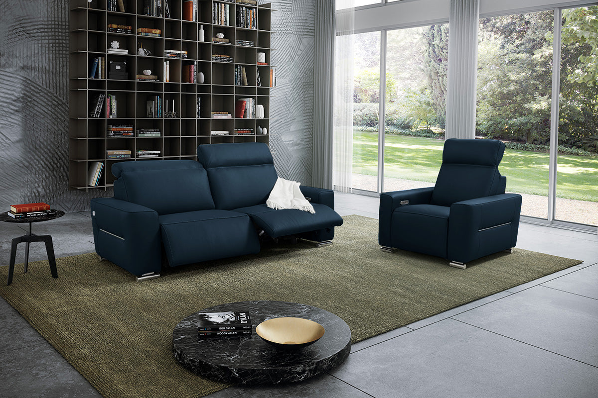 i790 Reclining Leather Sofa in Blue | Incanto – ItalMod Furniture
