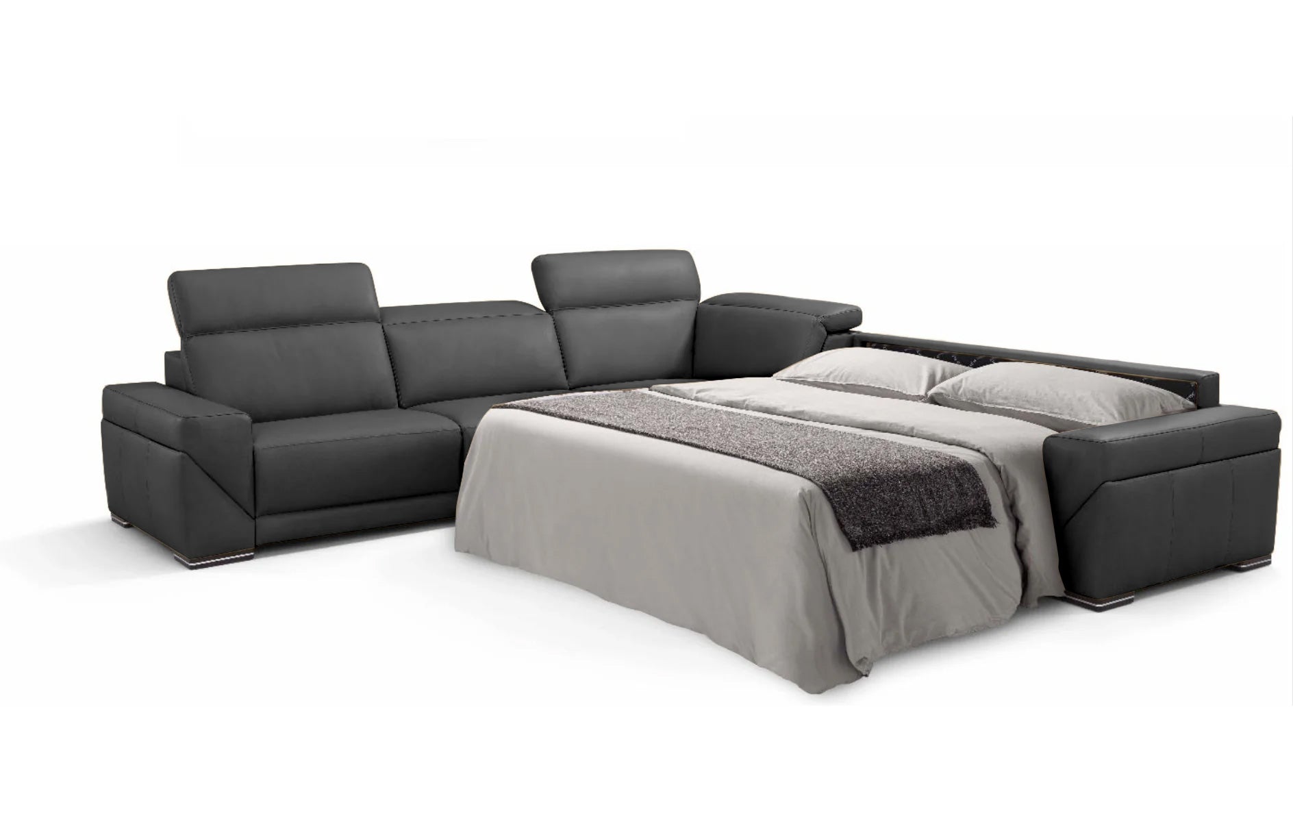i912 Reclining Leather Sectional in Blue Grey | Incanto – ItalMod