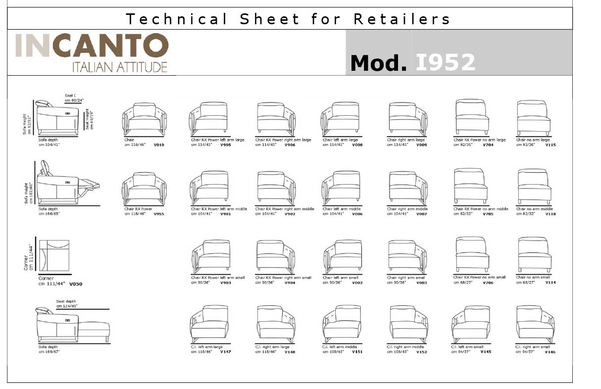 i952 Reclining Sectional in Light Grey | Incanto – ItalMod Furniture