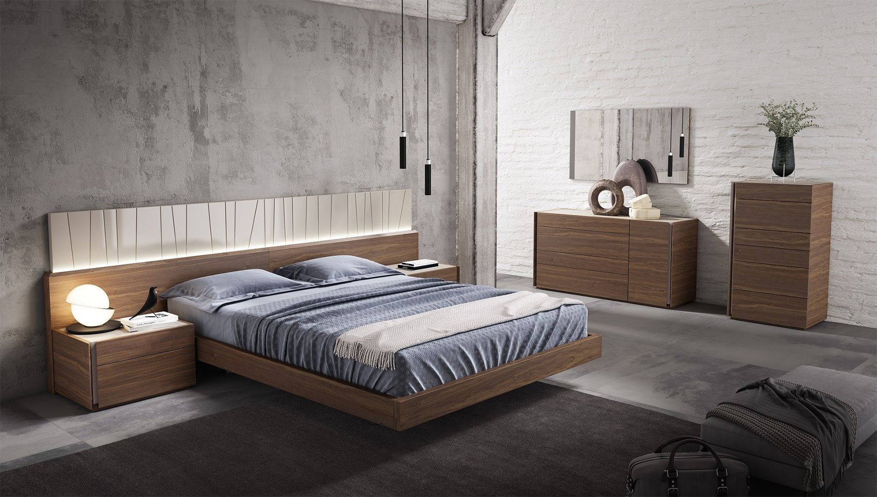 J and M Furniture Bedroom Sets Porto Premium Bed In Walnut | J&M Furniture