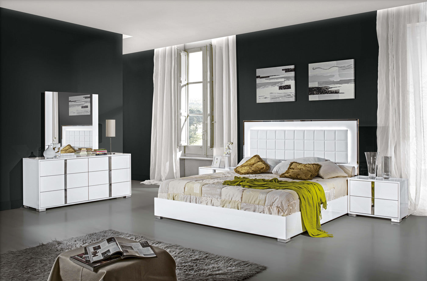 J and M Furniture Chest Alice Gloss White Chest
