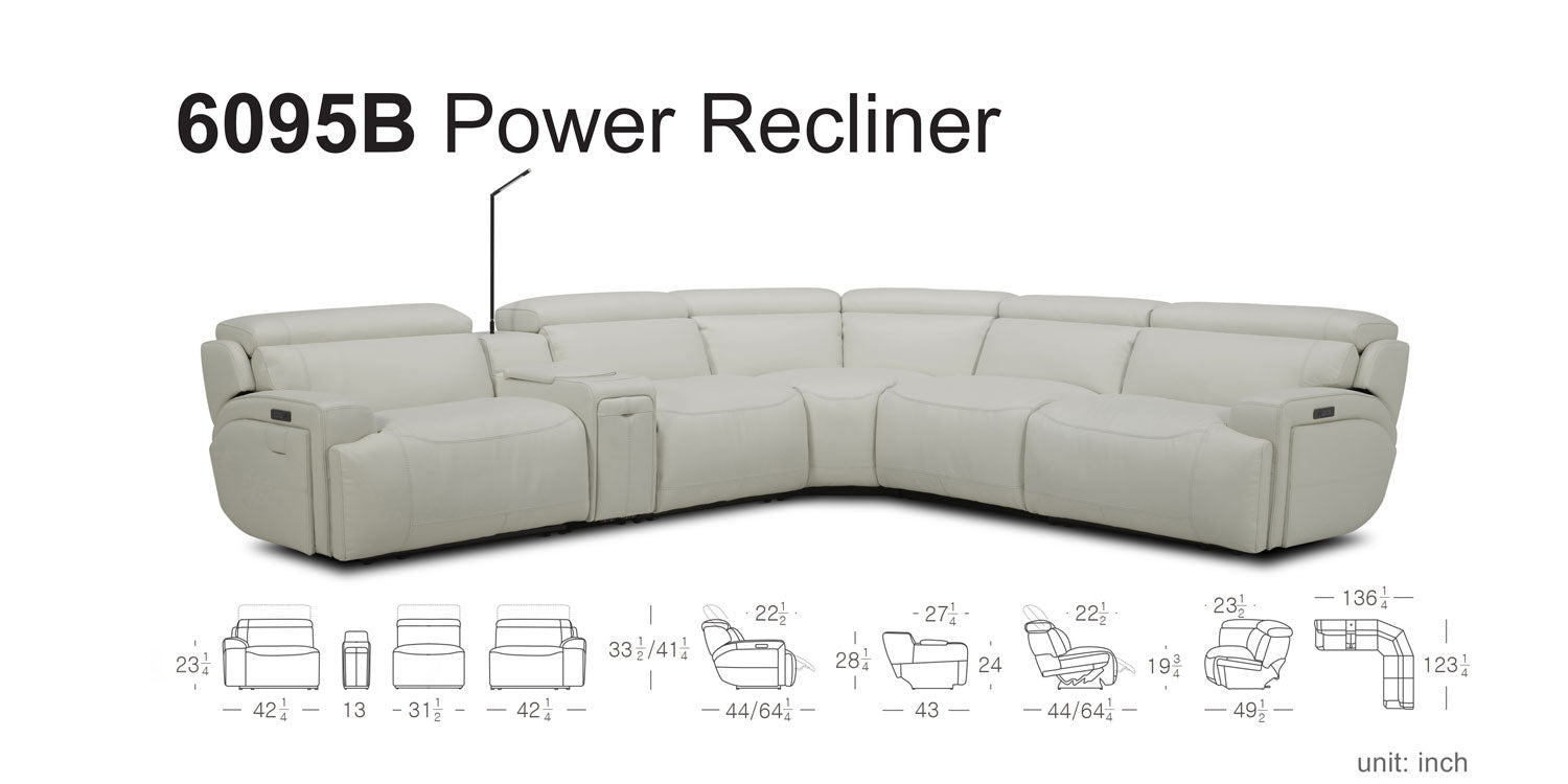 J and M Furniture Couches & Sofa 6095B Power Sectional in Grey | J&M Furniture