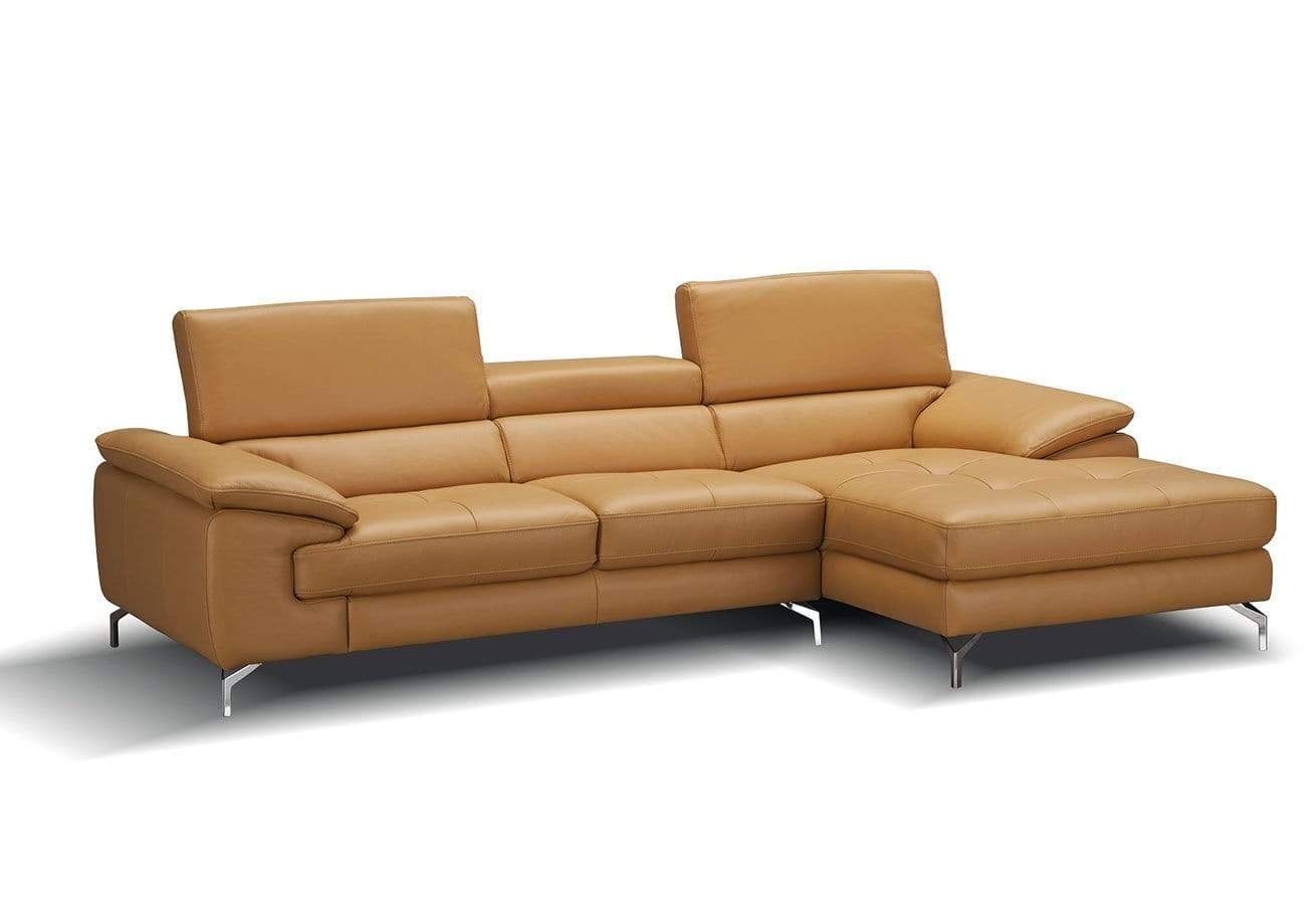 J and M Furniture Couches & Sofa A973b Premium Leather Mini Sectional in Freesia | J&M Furniture