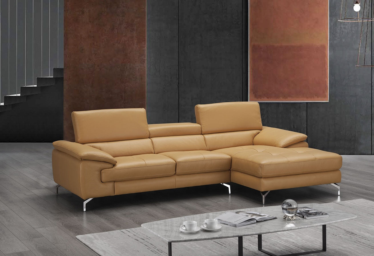 J and M Furniture Couches & Sofa A973b Premium Leather Mini Sectional in Freesia | J&M Furniture