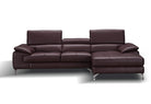 J and M Furniture Couches & Sofa A973b Premium Leather Mini Sectional in Maroon | J&M Furniture