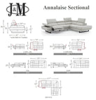 J and M Furniture Couches & Sofa Annalaise Recliner Leather Sectional in Truffle | J&M Furniture