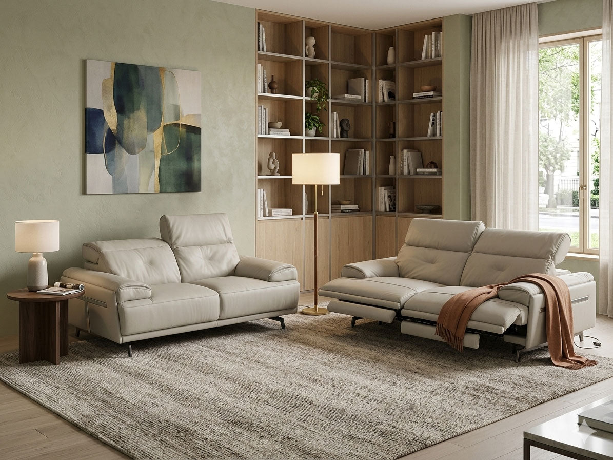 J and M Furniture Couches & Sofa Dolce Vita Leather Power Reclining Sofa in Milk Tea