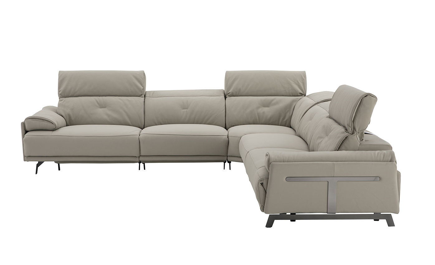 J and M Furniture Couches & Sofa Dolce Vita Modern Leather Power Reclining Sectional in Milk Tea