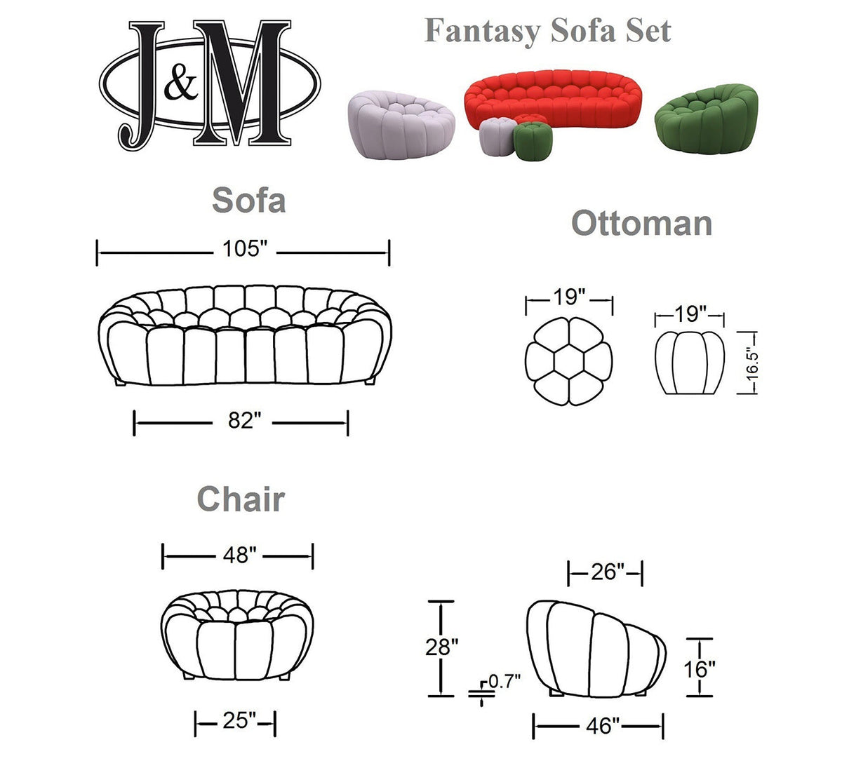 J and M Furniture Couches & Sofa Fantasy Fabric Sofa in Green