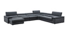 J and M Furniture Couches & Sofa Left Hand Facing Chaise Kobe Leather Sectional in Blue Grey | J&M Furniture