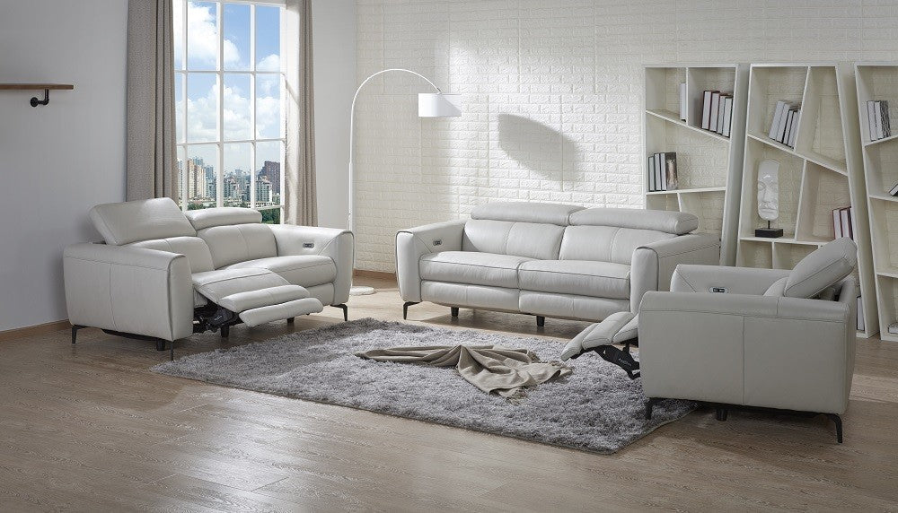 J and M Furniture Couches & Sofa Lorenzo Reclining Sofa in Light Gray (K) | J&M Furniture