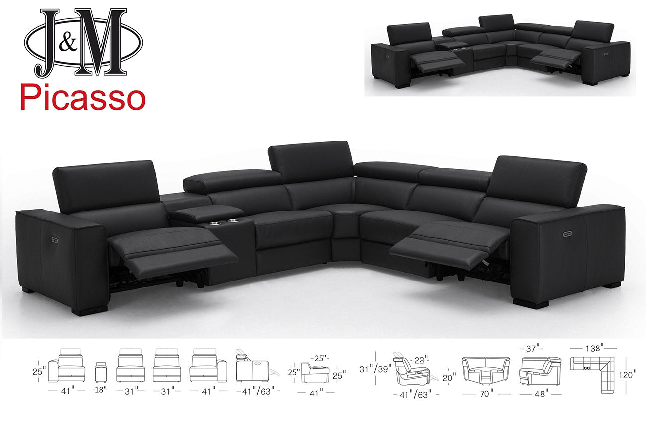 J and M Furniture Couches & Sofa Picasso Motion Sectional in Black | J&M Furniture