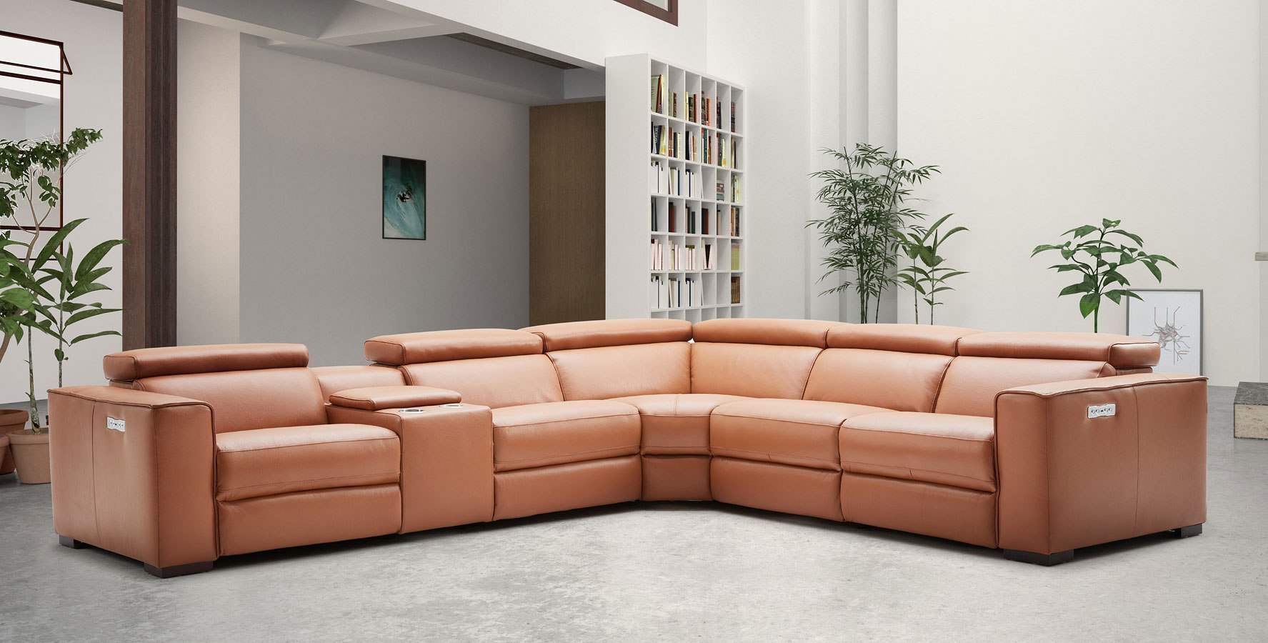 J and M Furniture Couches & Sofa Picasso Motion Sectional in Caramel | J&M Furniture