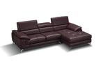J and M Furniture Couches & Sofa Right Hand Facing Chaise A973b Premium Leather Mini Sectional in Maroon | J&M Furniture