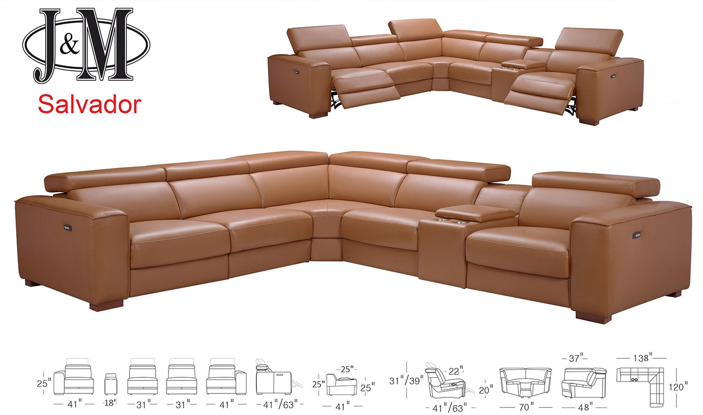 J and M Furniture Couches & Sofa Salvador Motion Sectional in Pumpkin | J&M Furniture