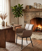 J and M Furniture Dining Chair Kani Leather Armchair in Mocha | J&M Furniture