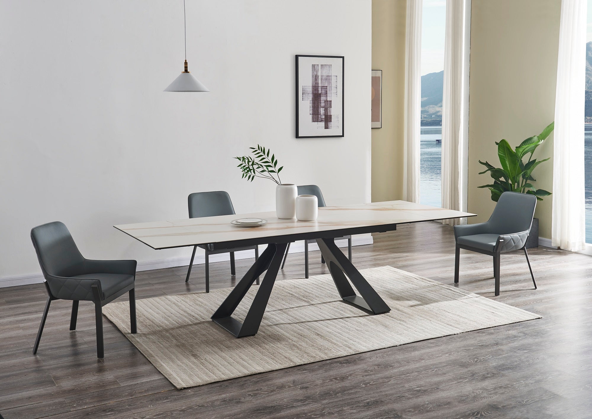 J and M Furniture Dining Sets Swan Extension Table