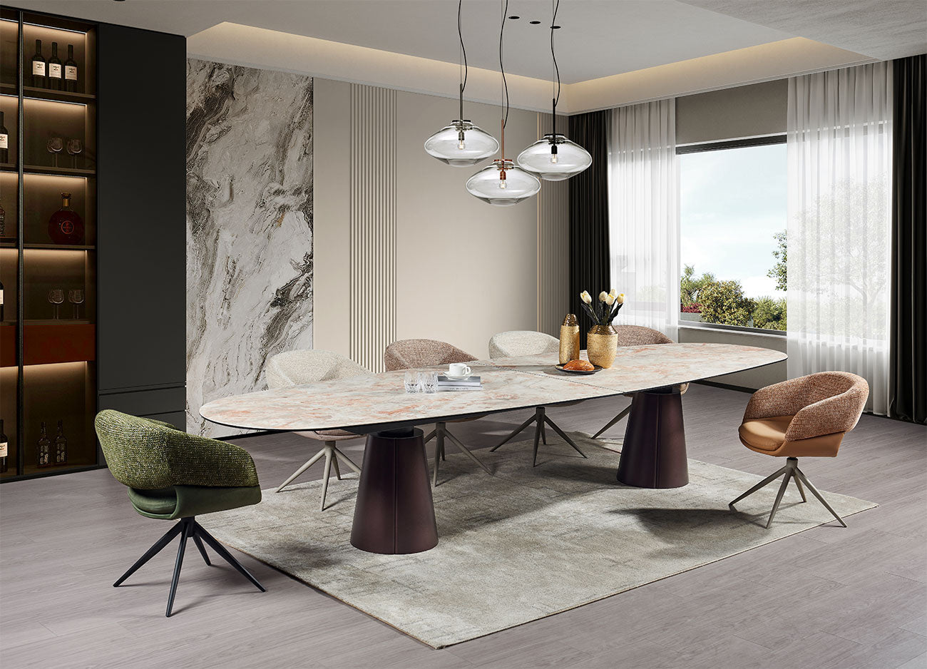 J and M Furniture Dining Table Alabastro Dining Table