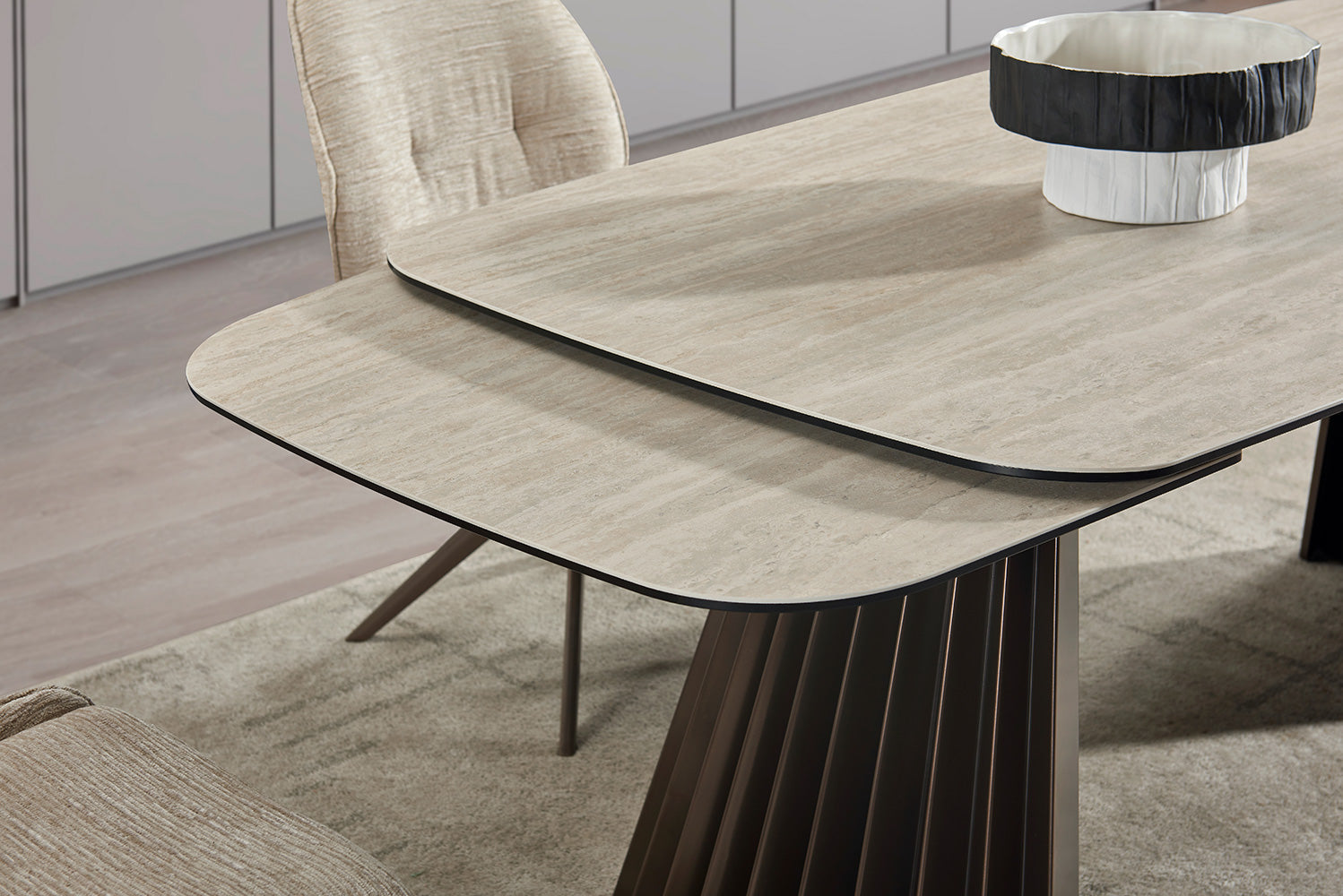 J and M Furniture Dining Table Warm Travertine Extension Table | J&M Furniture