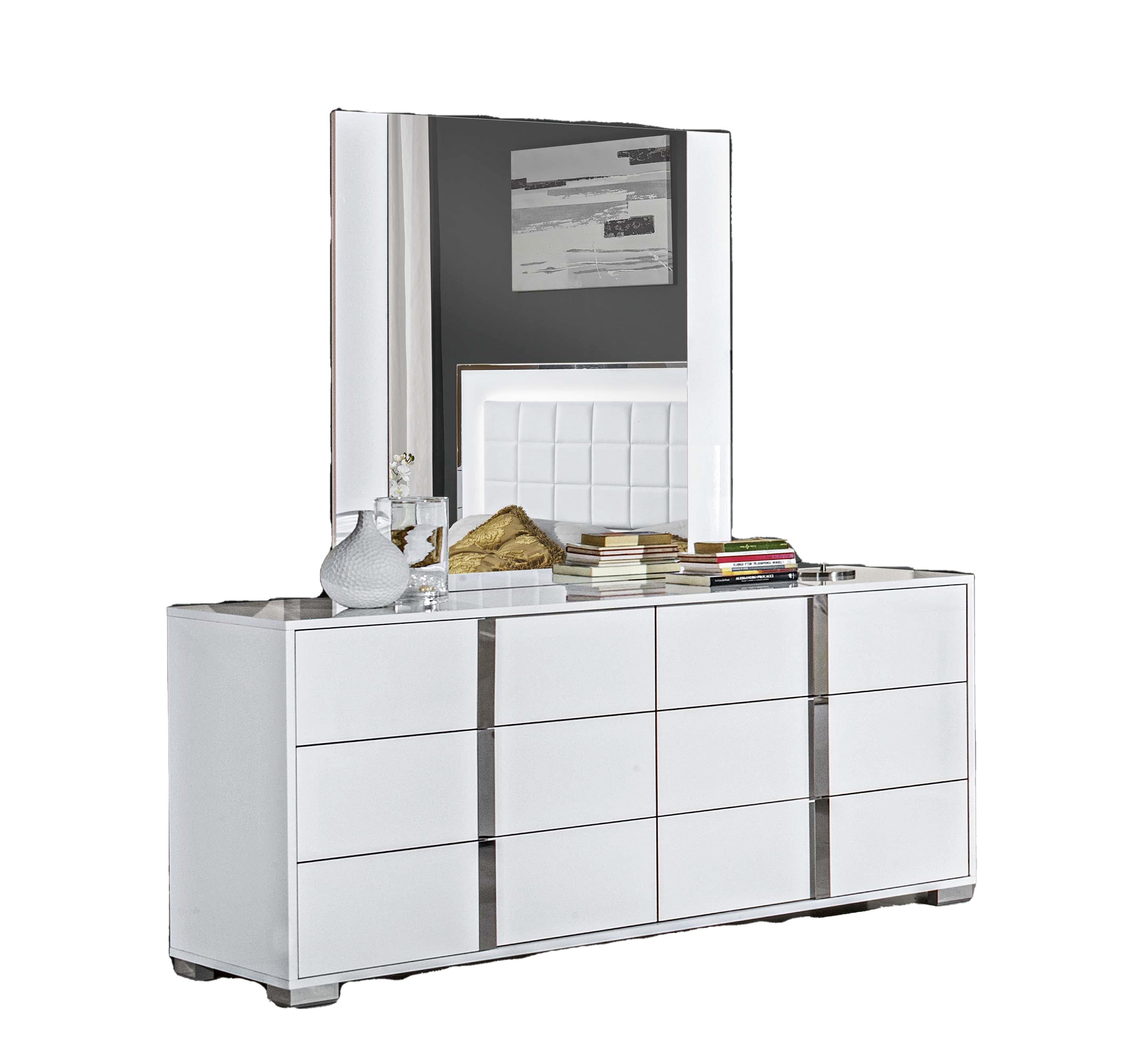Alice Dresser & Mirror in Glossy White – ItalMod Furniture Alice Dresser & Mirror in Glossy White – ItalMod Furniture