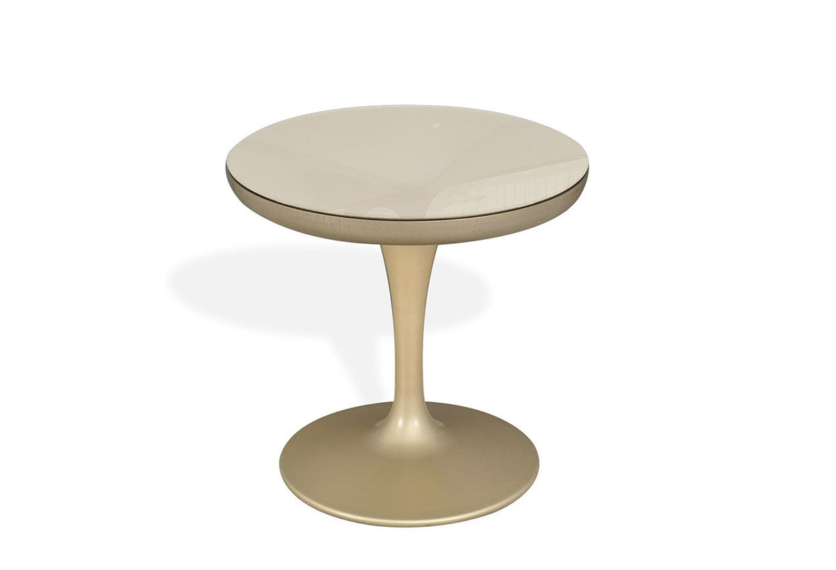 Linea End Table Champagne Gold Glass Top with Pedestal Base – ItalMod ...