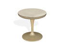 J and M Furniture End Table Linea End Table Champagne Gold Glass Top with Pedestal Base