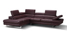 J and M Furniture Living Room A761 Italian Leather Sectional Slate Black