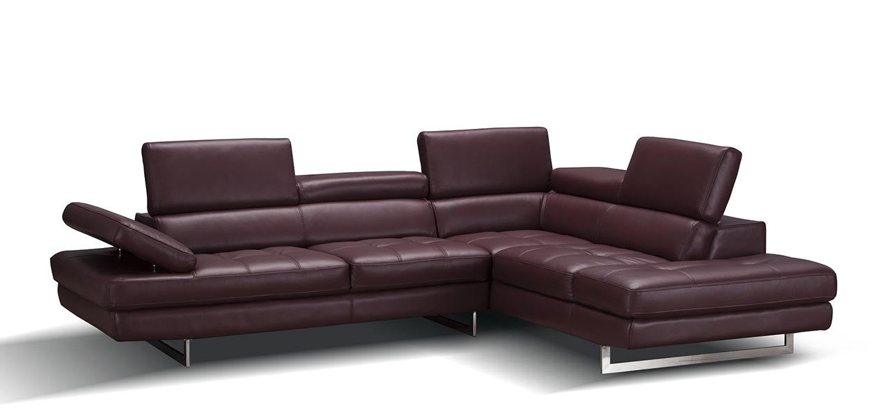 J and M Furniture Living Room A761 Italian Leather Sectional Slate Black