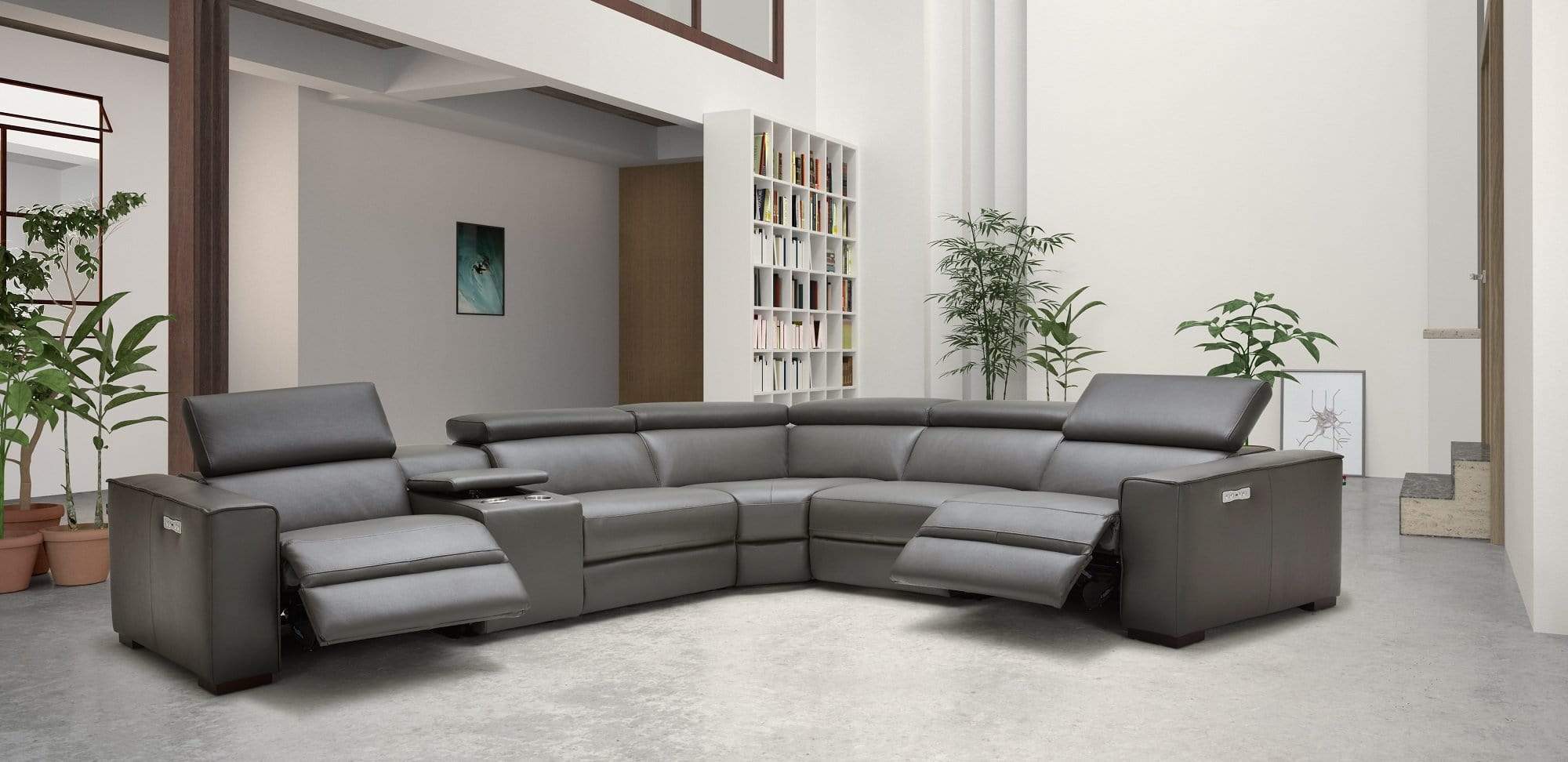 J and M Furniture Living Room Picasso 6pc Motion Sectional In Dark Grey