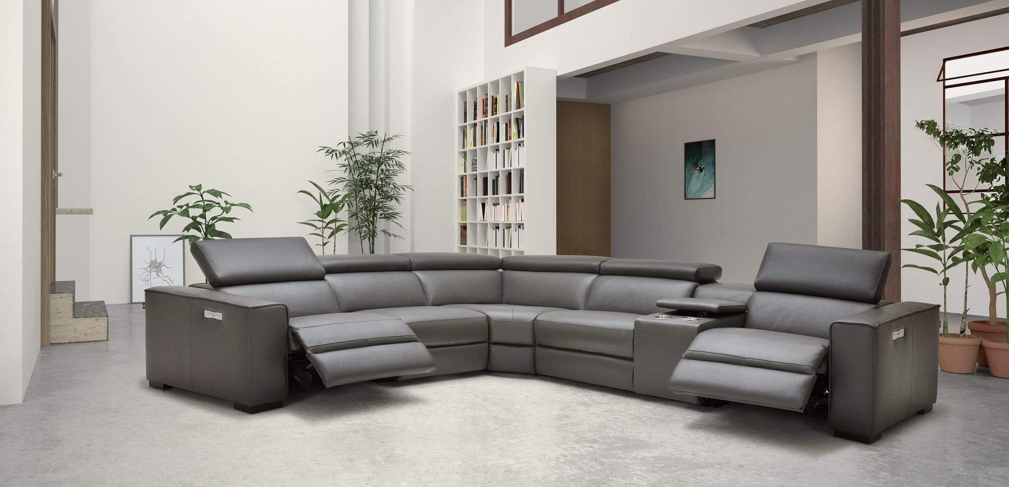 J and M Furniture Living Room Picasso 6pc Motion Sectional In Dark Grey