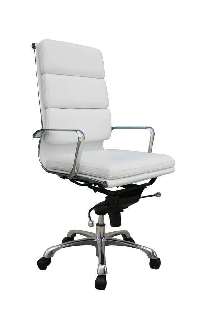 J and M Furniture Office Furniture White Plush Brown High Back Office Chair