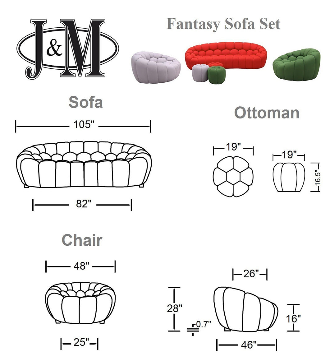 J and M Furniture Ottoman Fantasy Fabric Ottoman in Grey