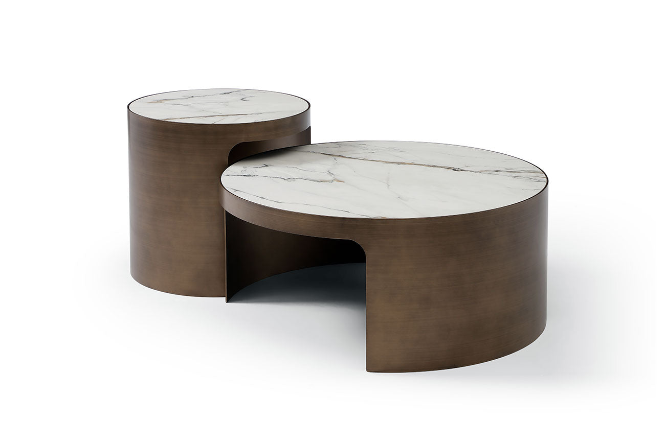 JnmFurniture.com Occasional Tables Monolith Coffee Table | Modern Ceramic Coffee Table with Brushed Bronze Base