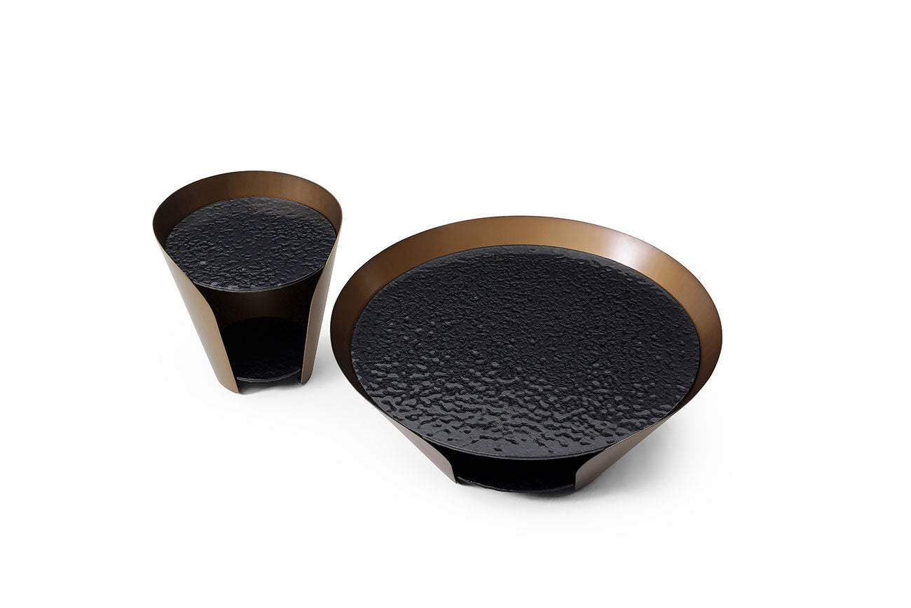 JnmFurniture.com Occasional Tables Vanta End Table | Modern Glass Side Table with Bronze Base