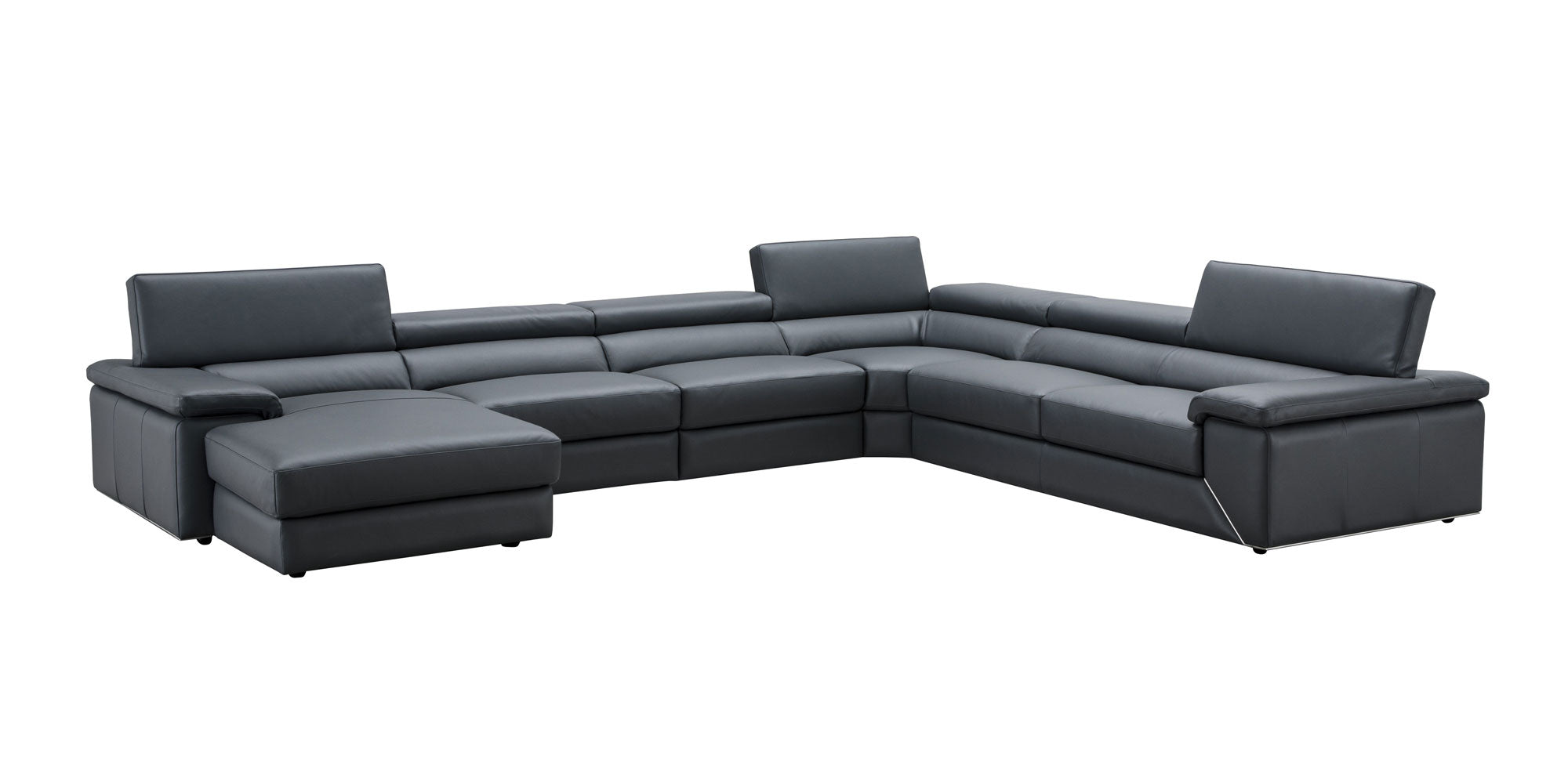 Kobe Leather Sectional in Blue Grey | J&M Furniture - Canal Furniture