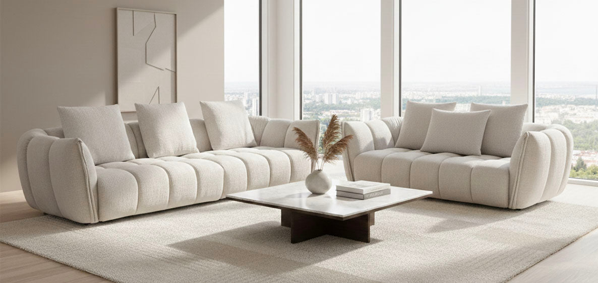 Lennox Fabric Loveseat in Light Grey | J&M Furniture - Canal Furniture