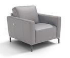 Max Divani Chair Caleb Leather Chair in Light Grey | Max Divani