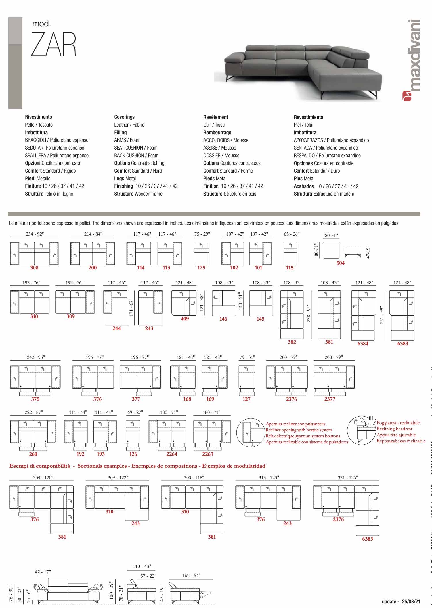 Zar Sectional Sofa in Light Grey | Max Divani (Special Order