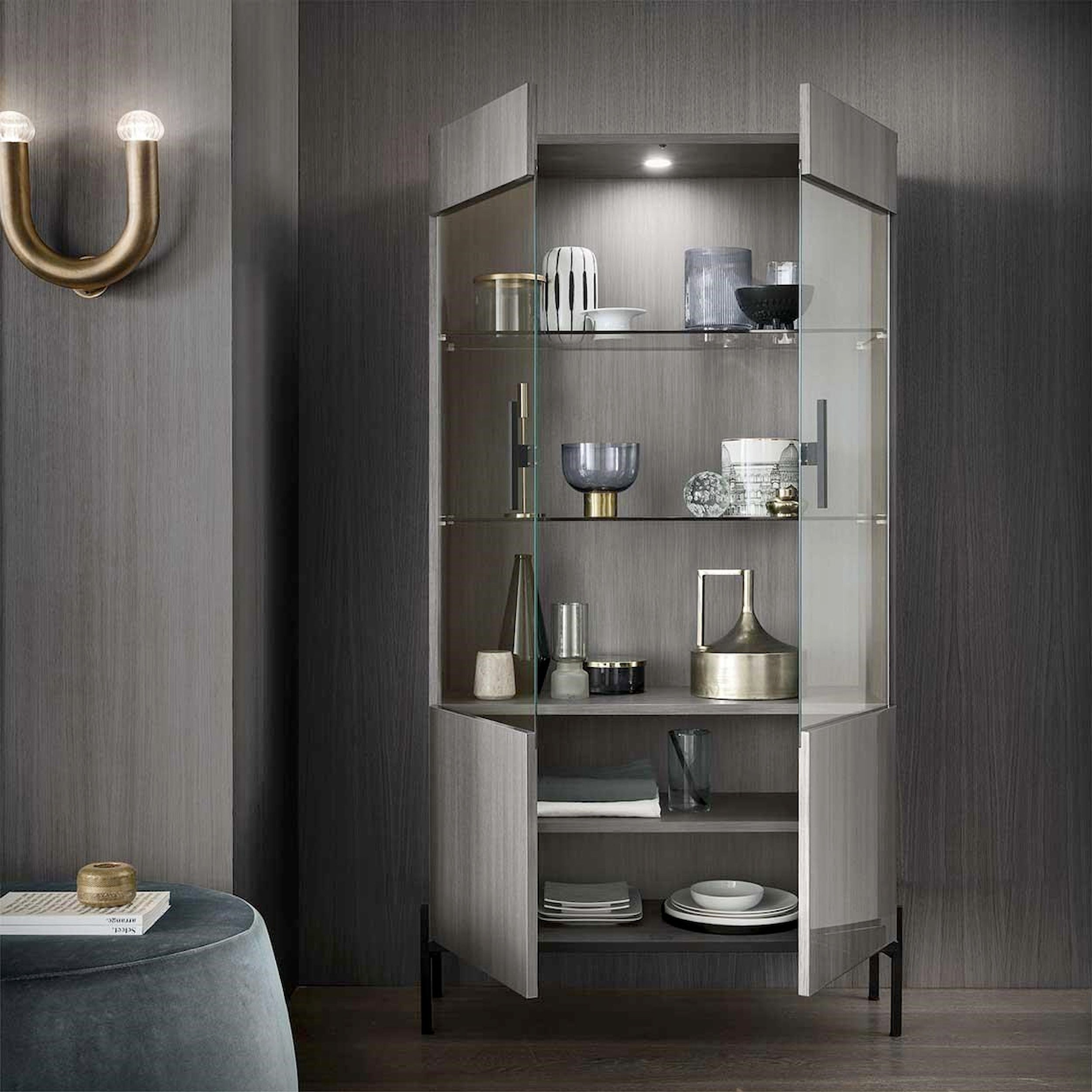 Novecento 2 Door Curio - Canal Furniture