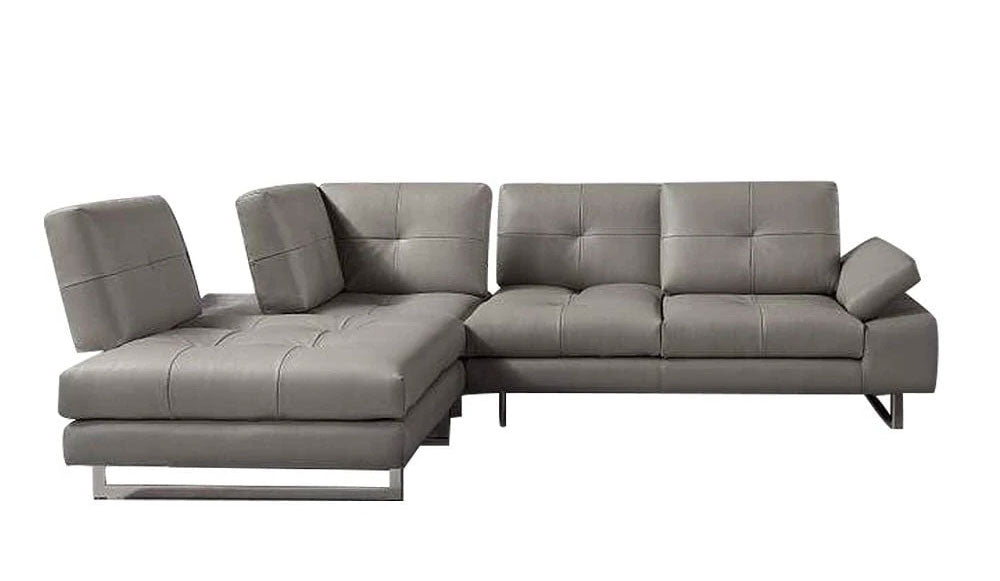 Prive Leather Sectional in Grey | J&M Furniture - Canal Furniture