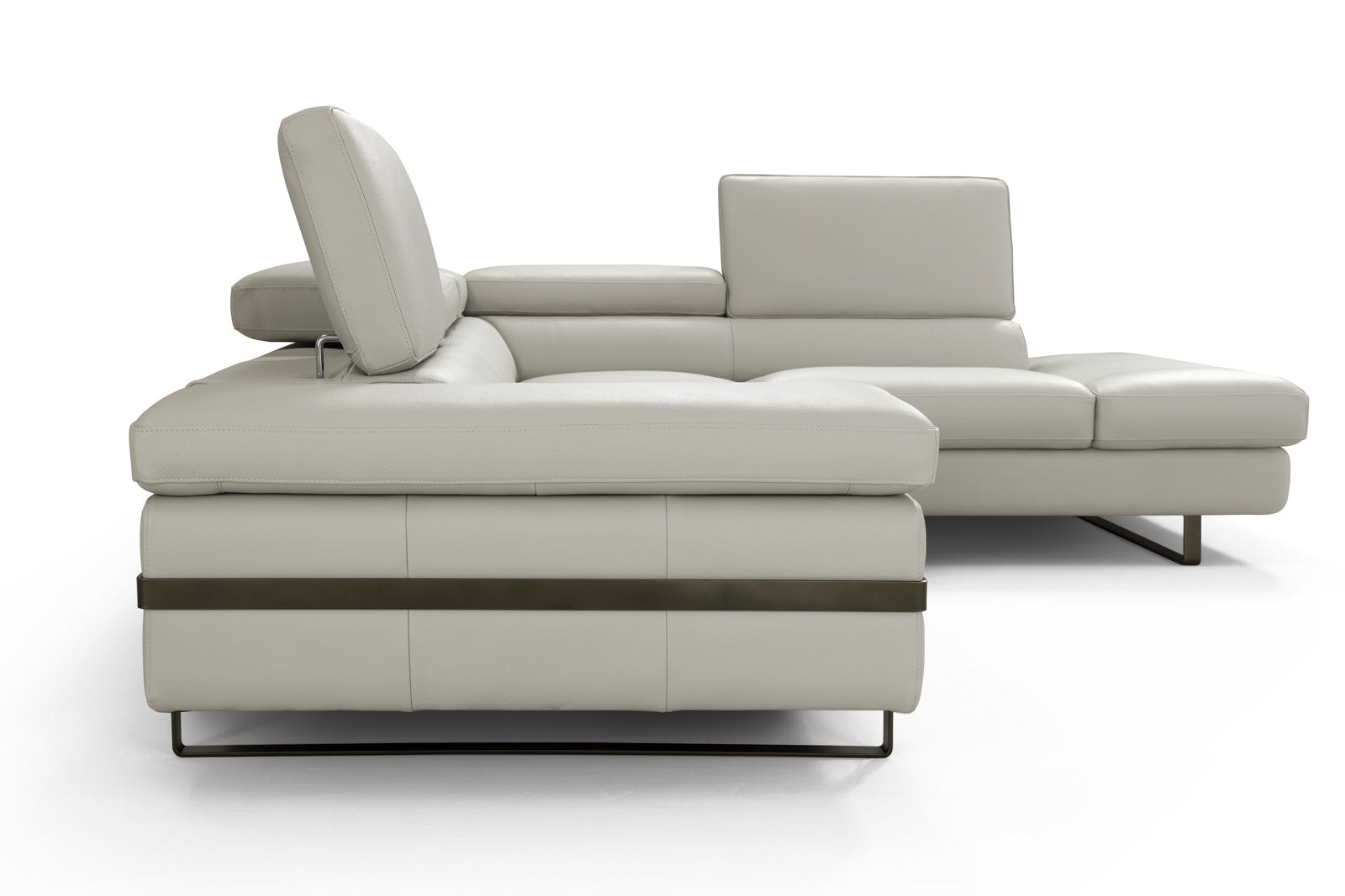 Rimini Italian Leather Sectional in Light Grey (i867) - Canal Furniture
