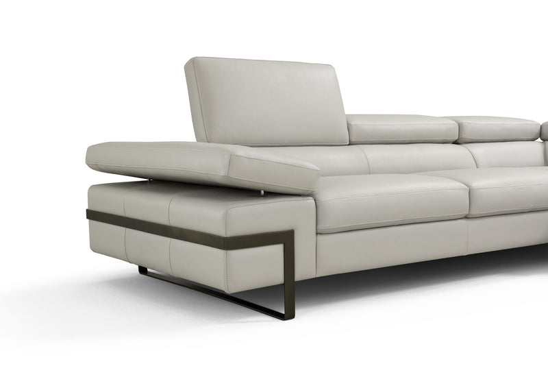 Rimini Italian Leather Sectional in Light Grey (i867)