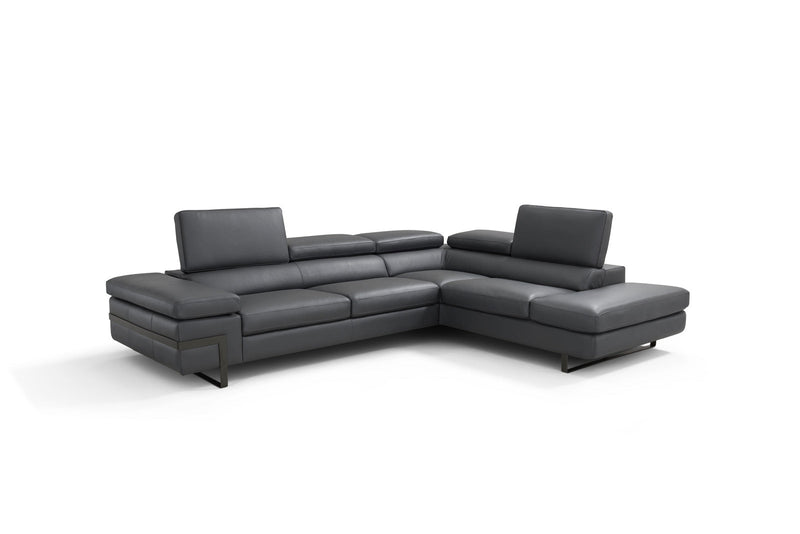 Rimini Italian Leather Sectional in Dark Grey (i867)