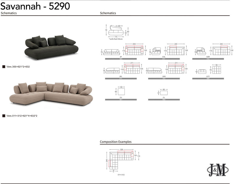 Savannah Fabric Sectional in Grey | J&M Furniture