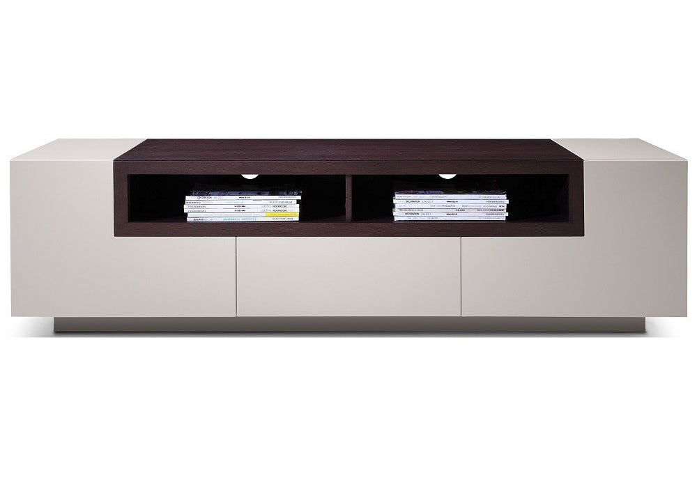 TV Stand TV002 in Light Grey Gloss/Brown Oak | J&M Furniture - Canal Furniture