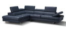 Forza A761 Italian Leather Sectional In Slate Grey
