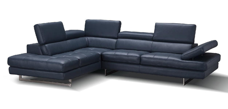 Forza A761 Italian Leather Sectional In Blue